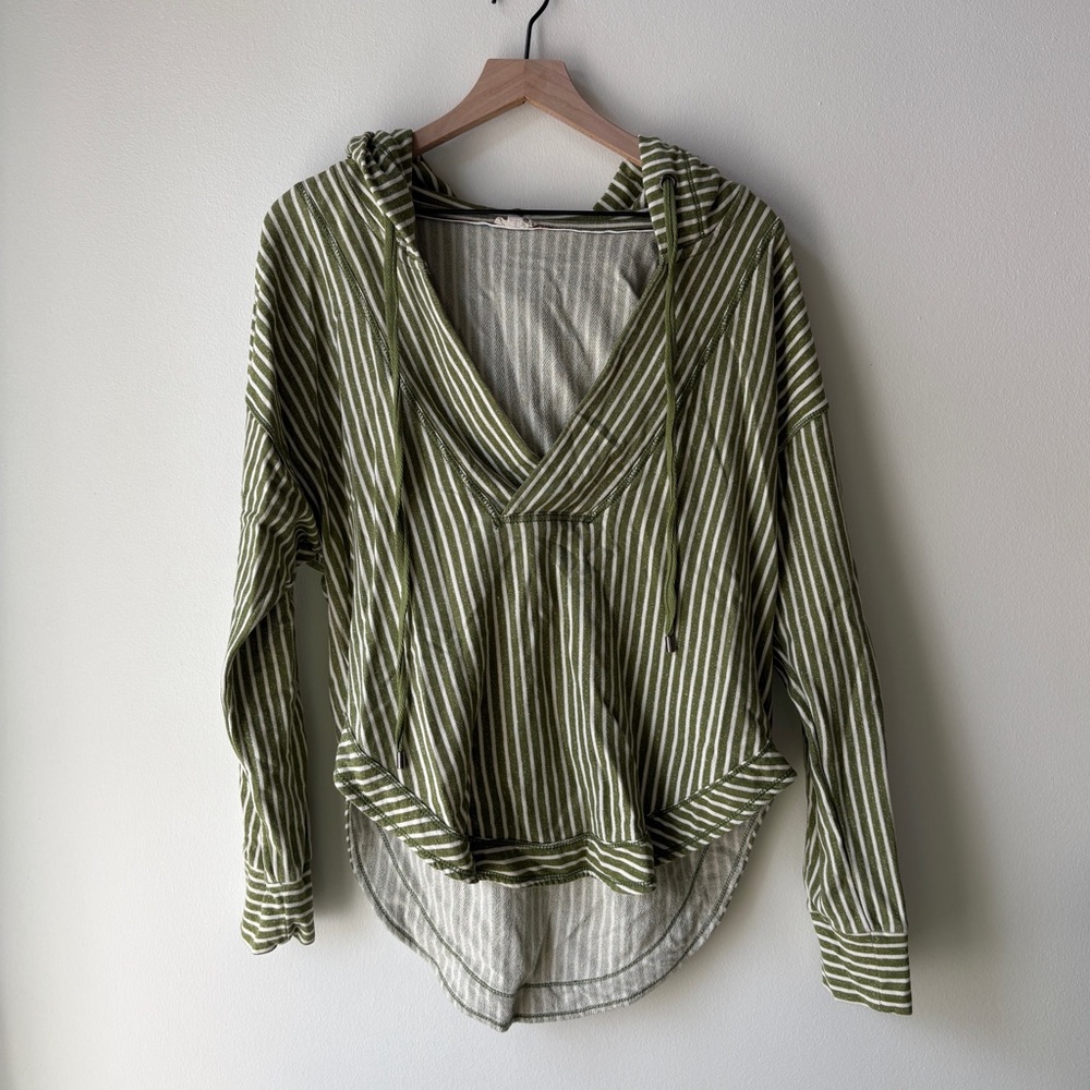 Anthropologie Pilcro Green Striped Wharfside Hoodie